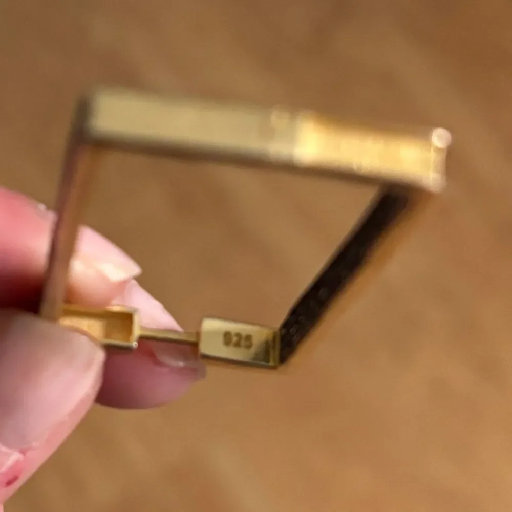 Statement yellow gold plated vintage rectangular earrings in 925 silver